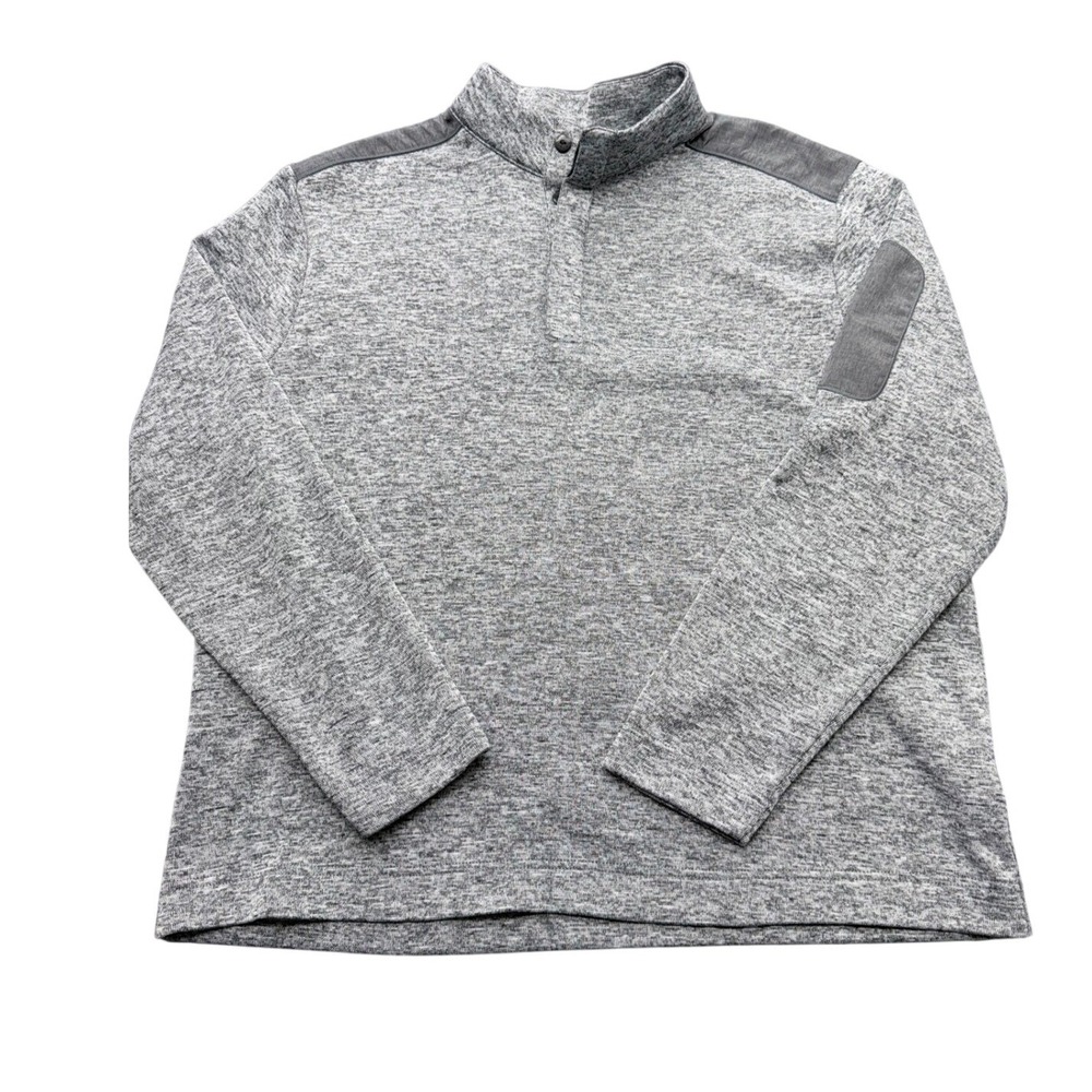 Greg Norman Mens XL Grey Heather Space Dye Quarter Button Pullover Golf Sweater